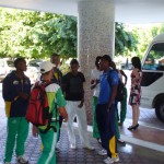 Colombian junior athletes on their way to meet Usain Bolt at his training camp in Kingston (Nov 2011)