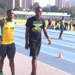 Raheem Chambers and Martin Manley during training at the Alfonso Galvis stadium in Medellín.